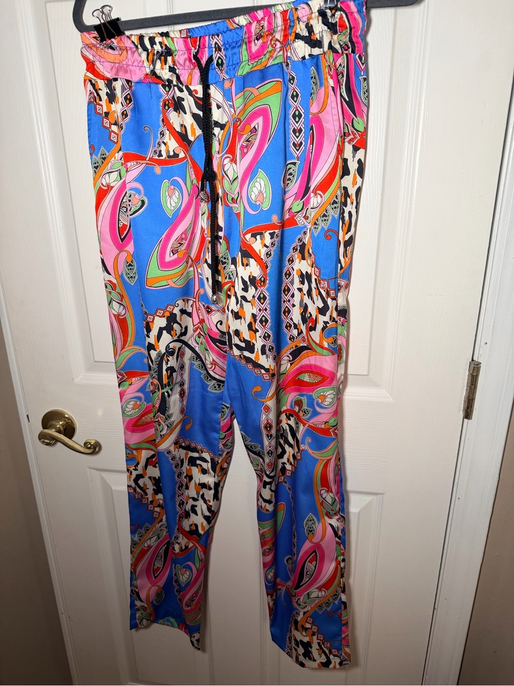 Swan paris Vibrant Blue & Pink Printed Wide-Leg Pants